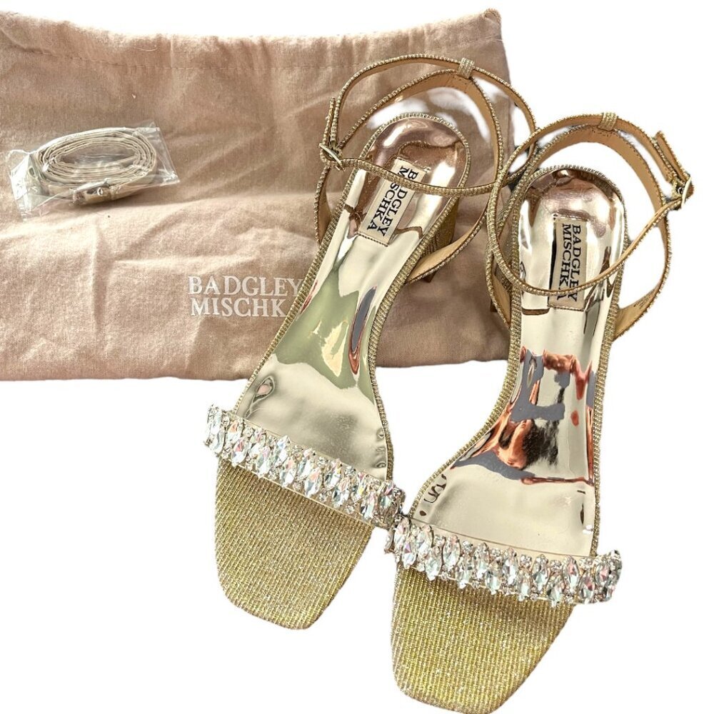 Badgley Mischka Harlow Ankle Strap Block Heel (Platino Gold)